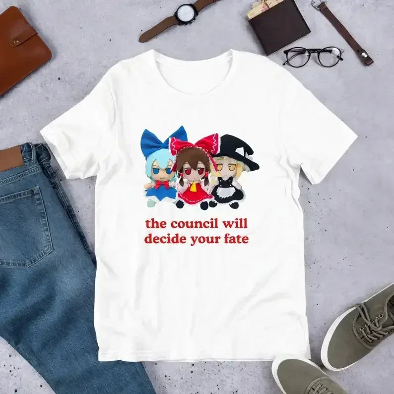 The Council Will Decide Your Fate Touhou Fumo Plush Cirno Marisa Reimu Funny Anime Meme Shirt Unhinged Waifu TUnisex T-shirts fo