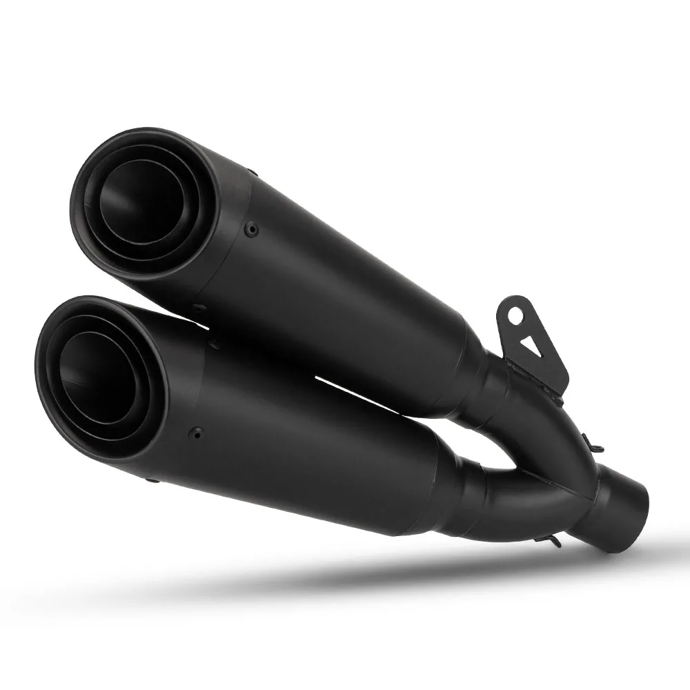 

51mm Universal Streetbike Motorcycle Exhaust Muffler Pipes Exhaust Double Muffler Pipe for Mt07 R15V2 Xsr155 Adv150
