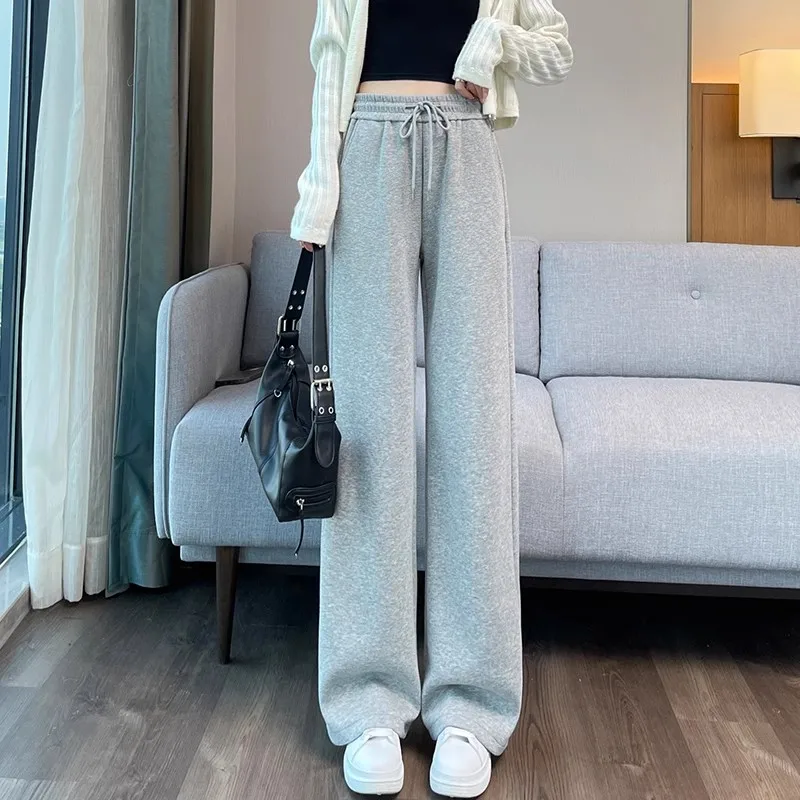 

Grey Sport Wide Leg Pants for Women 2025 New Popular Pants Women's Autumn and Winter Straight Leg Pants Casual Sweatpants