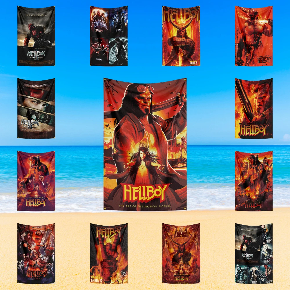 

3x5 Ft Flag Classic Horror-H-Hell-boys Movie Flag Halloween Wall Hanging Banner Photography Decor Movie Poster Garage Room