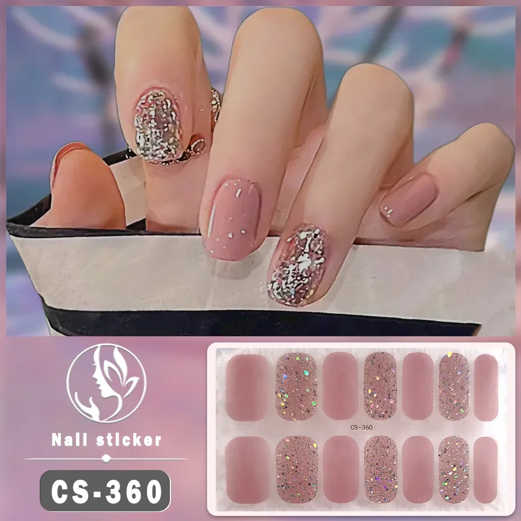 Effen Kleur Jump Color Gradiënt 3d Nail Sticker Bak Gratis Gel Nail Enhancement Sticker Waterdichte Duurzame Nail Full Sticker