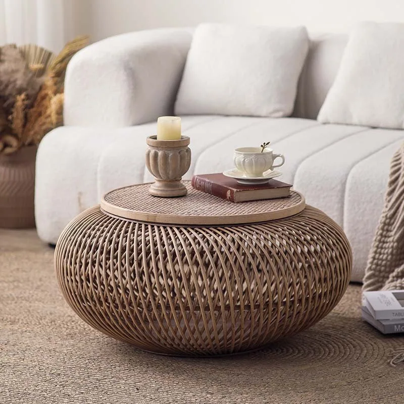 

Living room coffee table, handmade rattan small table, homestay decoration, tea table storage, bamboo storage
