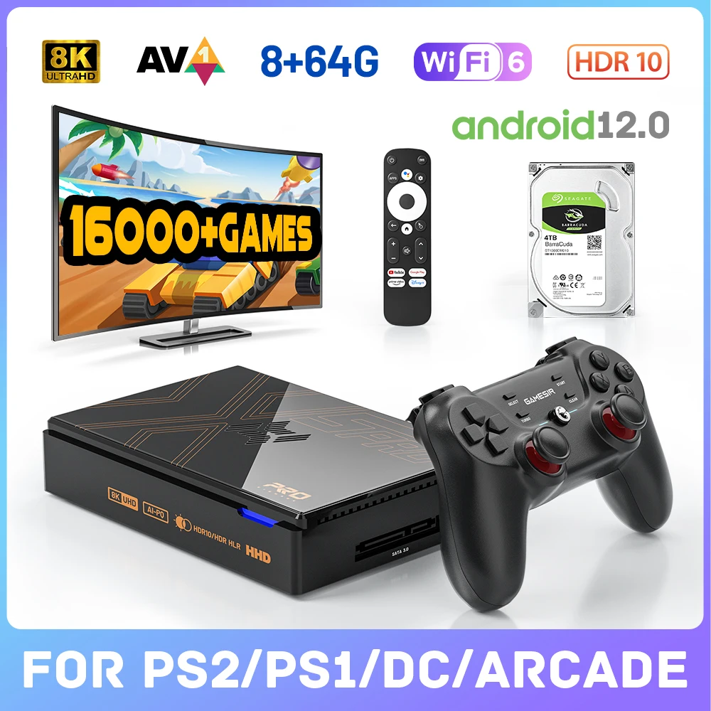 

Retro Video Game Super Console X5pro With 16000+ Games 320g/4T for PS2/PS1/Wii/N64/SS Emulator 8K@60fps Android12 Smart TV Box