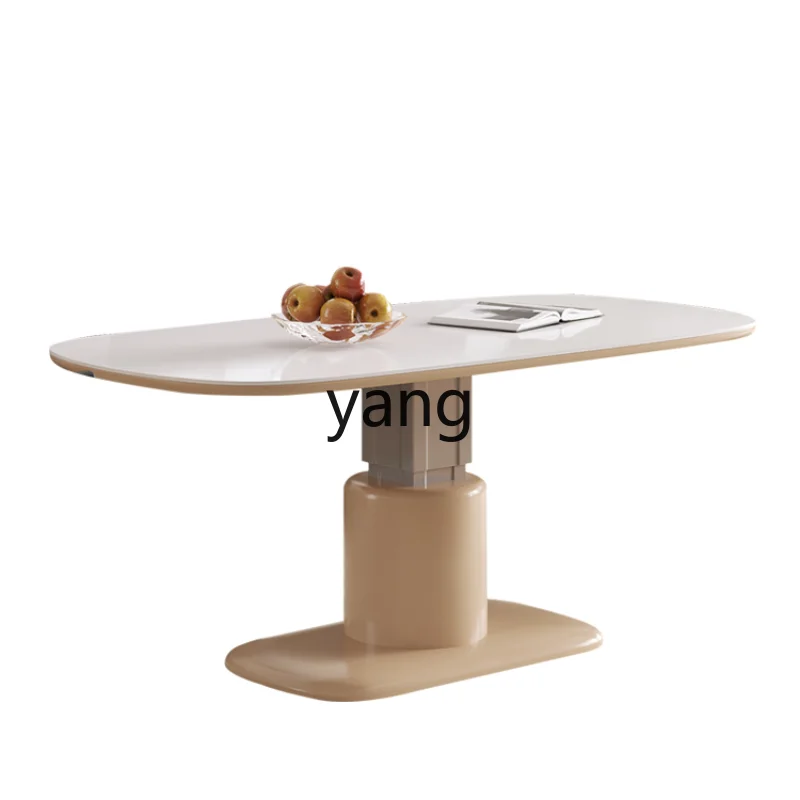 

Yjq Electric Lifting Coffee Table Dual-Purpose in One Mobile Small Apartment Stone Plate Smart Charging Table