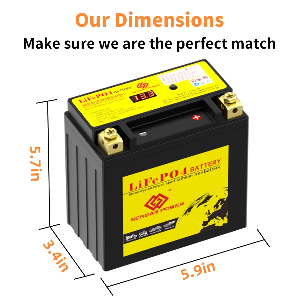 

14L-BS Motorcycle Battery 12V 9Ah LiFePO4 Lithium Iron Phosphate Batteries CCA 520A Jump Starter Battery for Scooter ATV UTV