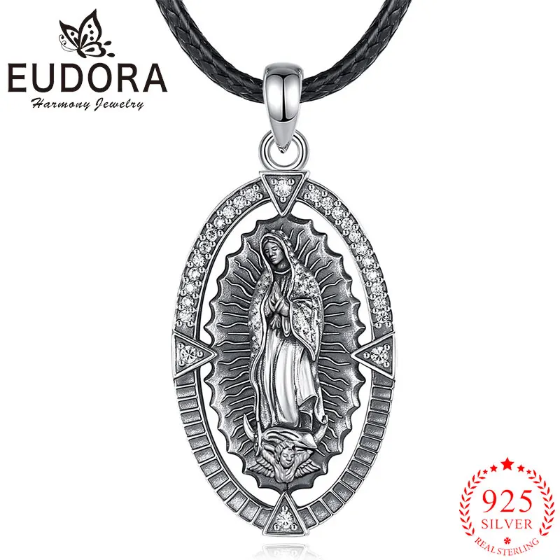 

Кулон «Дева Мария» из серебра 925 пробы, подвеска «Наша Богородица» из Гваделупы, религиозное украшение, винтажный подарок для женщин и мужчин