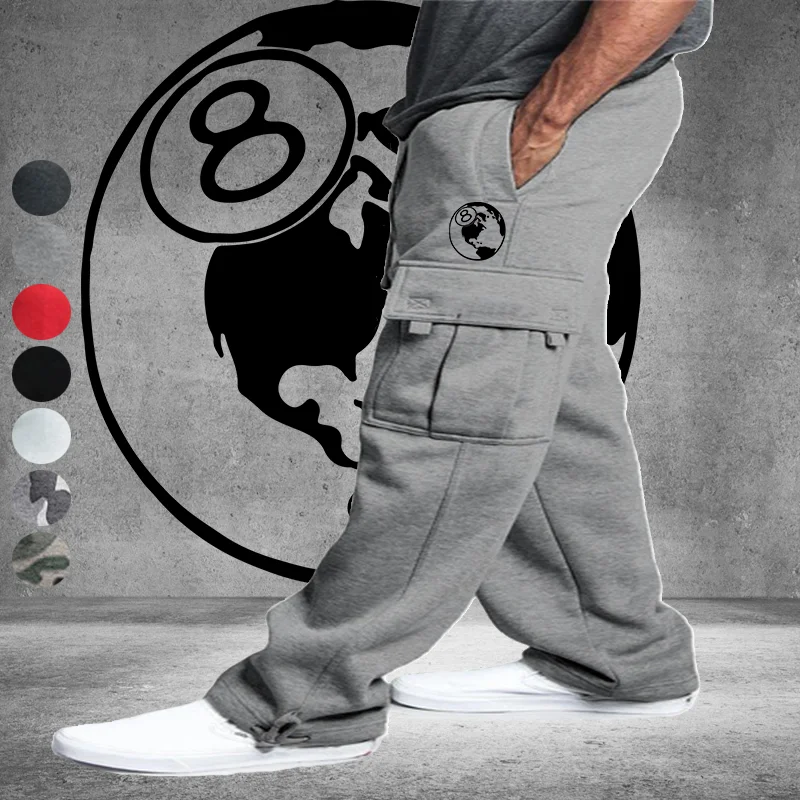 

Новые мужские повседневные брюки-карго на шнурке, свободные однотонные мешковатые брюки с несколькими карманами, удобные мужские брюки для фитнеса и бега, спортивные штаны