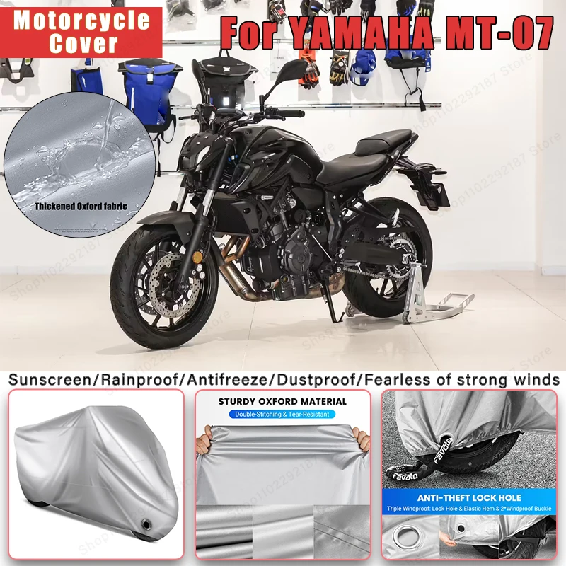 

For YAMAHA MT-07 No Ear Motorcycle Cover - Outdoor Full Body Protection, Waterproof Dustproof Sunscreen Moto Accessories