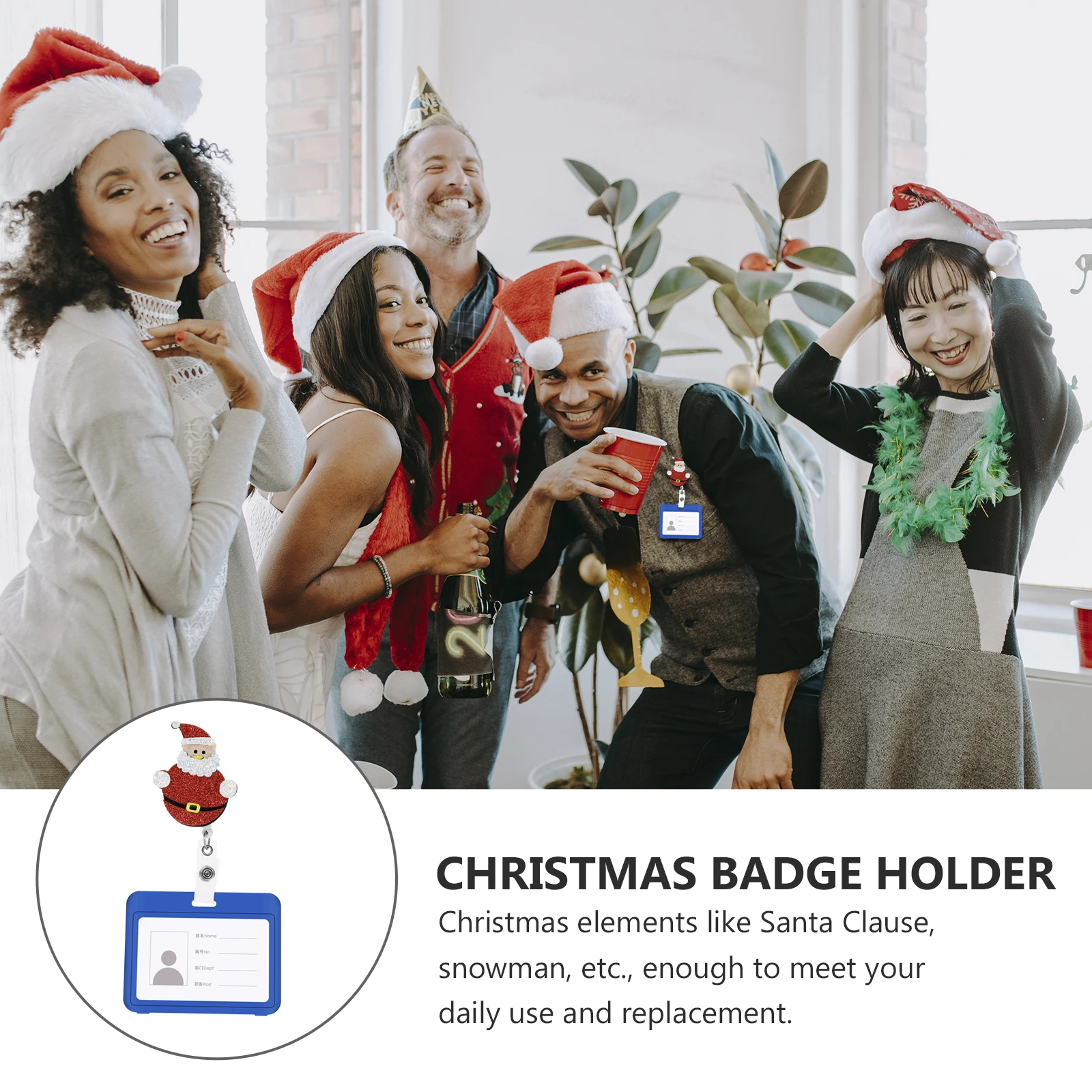 4 pezzi porta badge natalizi feltro cartone animato retrattile clip per badge da infermiera Babbo Natale pupazzo di neve forniture natalizie forniture natalizie