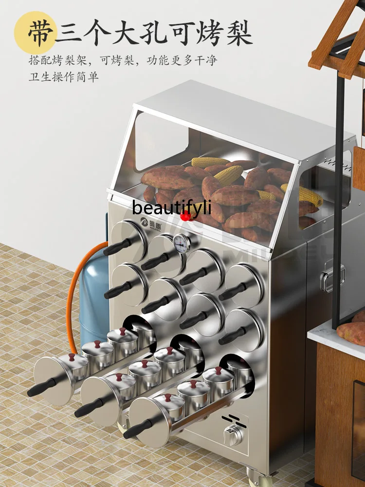 Stainless Steel Firewood Sweet Potato Baking Machine Commercial Roasted Sweet Potato Stove Charcoal Gas Stall Corn