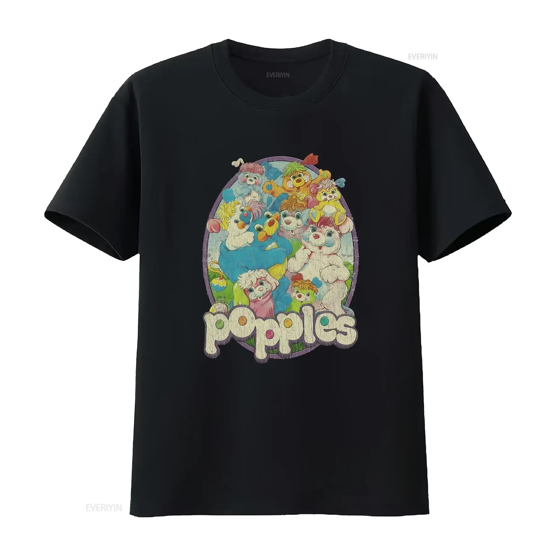 Camiseta con estampado de dibujos animados vintage de Popples Friendship Crew 1986 para hombre, diseño Retro, vintage, lavado, gráfico Unisex, moda masculina
