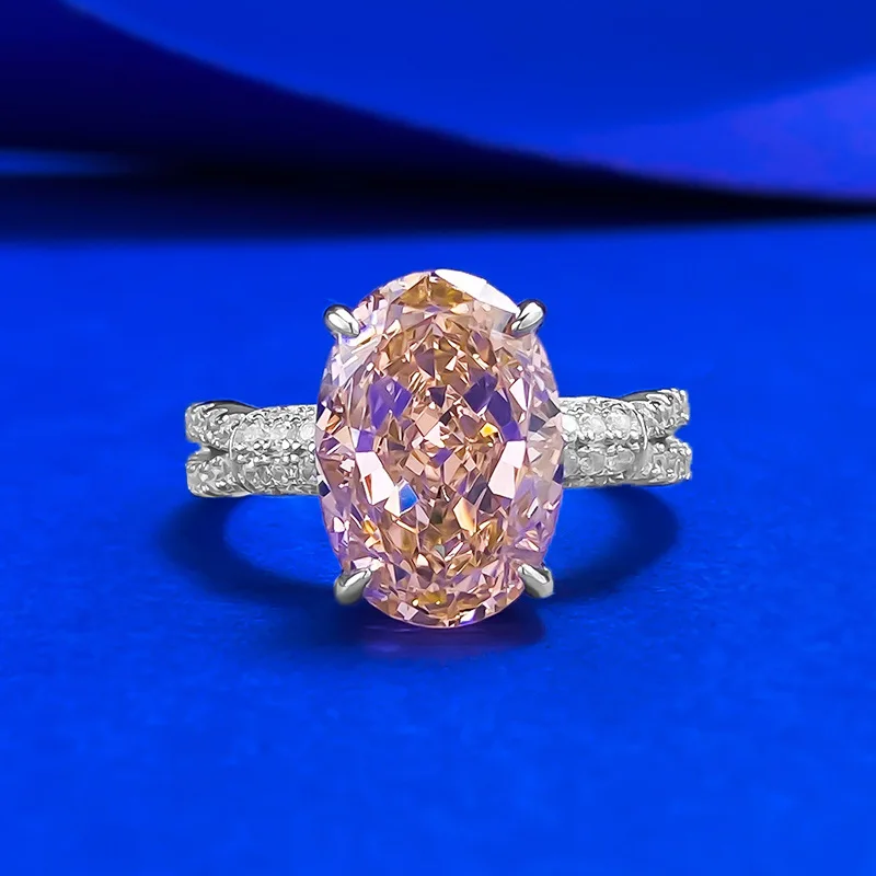 

Luxury 9x13mm High Carbon Diamond Womens Ring - 925 Sterling Silver Engagement Ring & Bridal Wedding Band Jewelry Party Gift