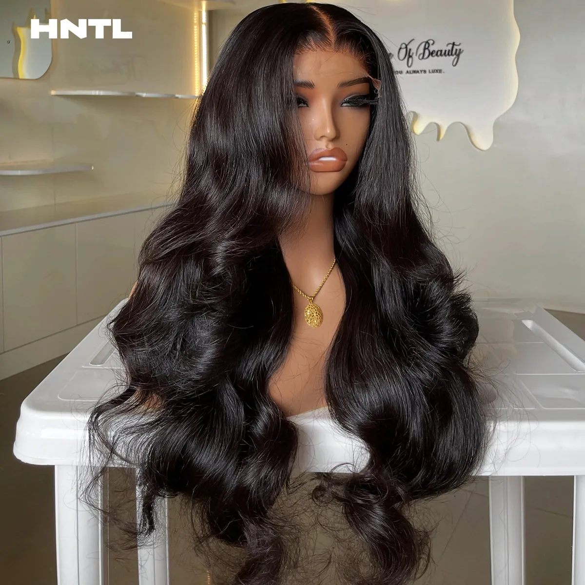 Perruque sans colle en cheveux humains, densité 400, noir naturel, ondulations souples, avec dentelle frontale HD 360/13x6, pré-épilée, prête à porter