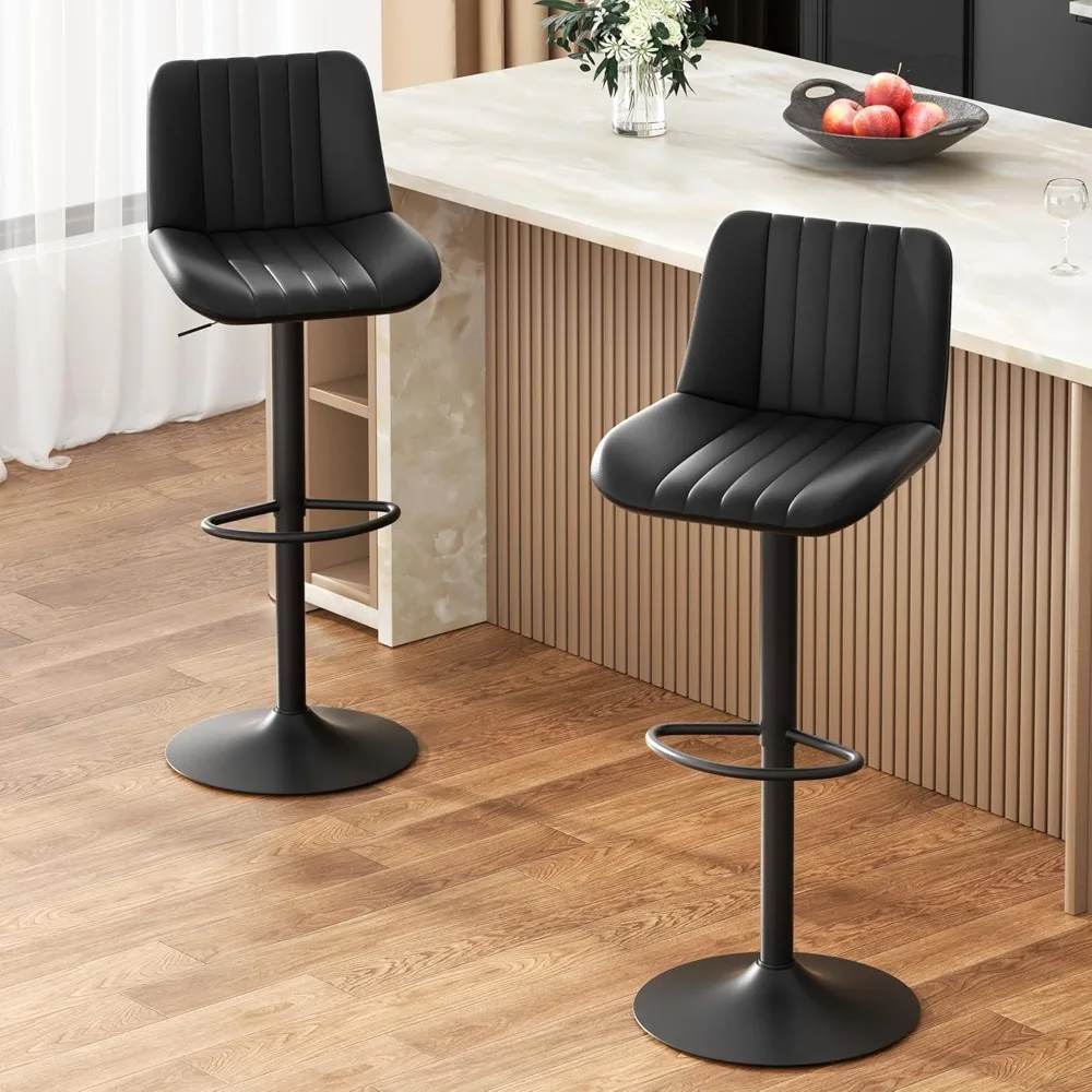 

Modern Leather Bar Stools – Swivel & Height-Adjustable Bar Chairs with Footrest, Ergonomic Design for Kitchen Island