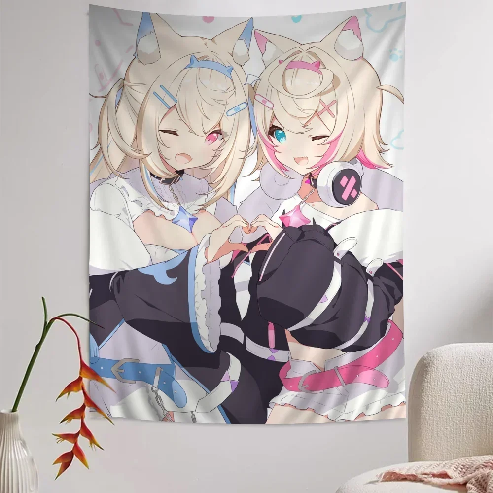 FuwaMoco Fuwawa Mococo Hololive Vtuber DIY Wall Tapestry for Living Room Home Dorm Decor Wall Art Decor