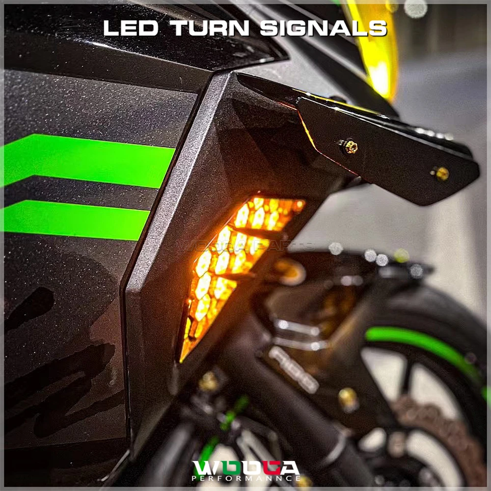 

# LED Front Turn Signals For Kawasaki Ninja 400 250 300 650 1000 ZX-6R ZX-4R ZX25R Lamp Flashing Indicator Light ZX-4RR ER-6F