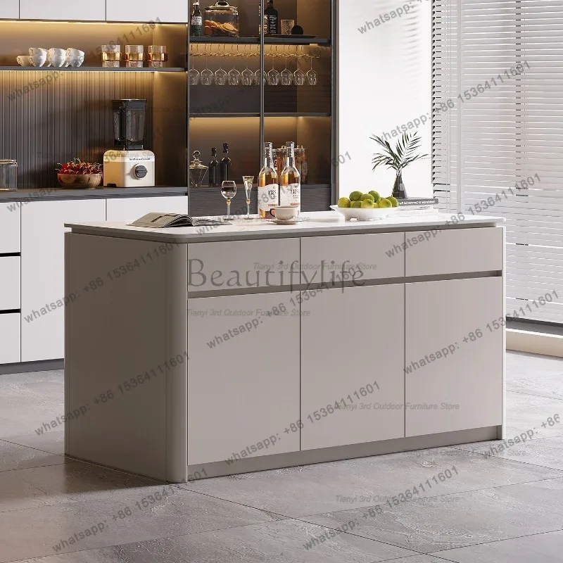 Best Sellers Modern High-end Dining Islands Open Style Sintered Stone Cooking Counter Partition Cabinet Solid Wood Kitchen Furni
