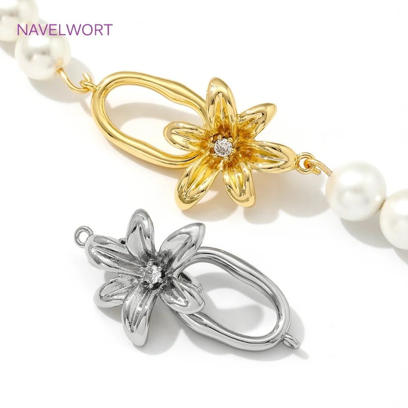 Fashion 18K Gold Plated Flower Pearl Jewelry Clasp Brass Connector Clasps Fastener Lock Closure Clasps,Jewelry Making Supplies