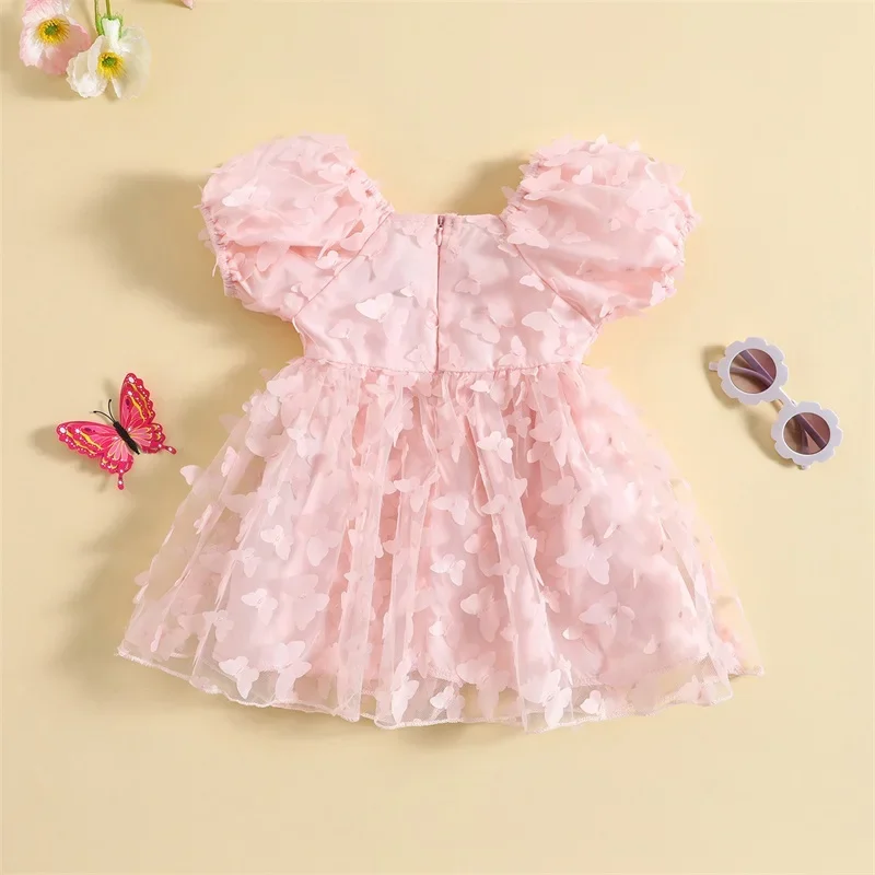 Toddler Baby Girl Princess Butterfly Wings Fairy Dress Sleeveless Strap Pleated A-Line Layered Tulle Tutu Dresses