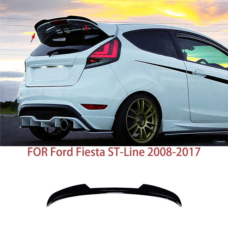 

CAR Accessories FIT For Ford Fiesta ST-Line MK6 MK6.5 2008-2017 black carbon fibre Rear Door Tail Trunk Spoiler Wing Lip