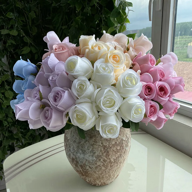 

2 Bunches of 9 Heads High Quality Rose Buds Artificial Flowers for Home Decoration Wedding Wedding Party Holiday Celebration