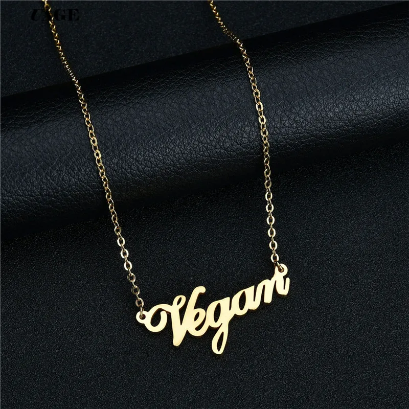 UAGE Vegetarian Symbol  Letters Vegan Necklace Vegan Lifestyle Gift Jewelry for women Necklace