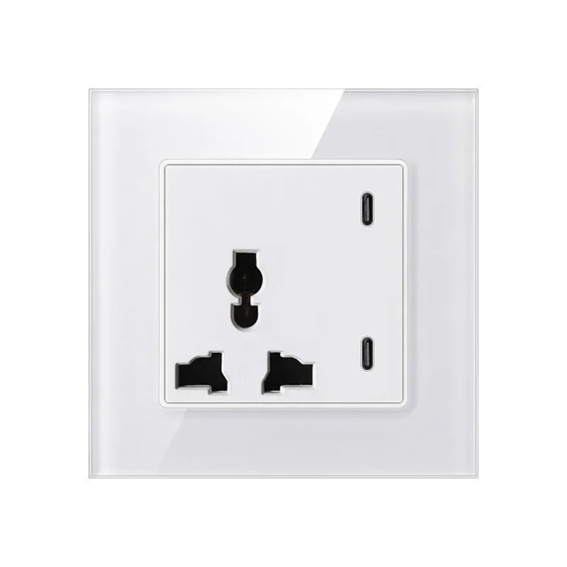 10pcs ALIDGWH Multi-function Powerful Socket US Standard 16A Type-C Wall Mounted AC110-250V,Crystal Glass 86mm Home Appliance image 2