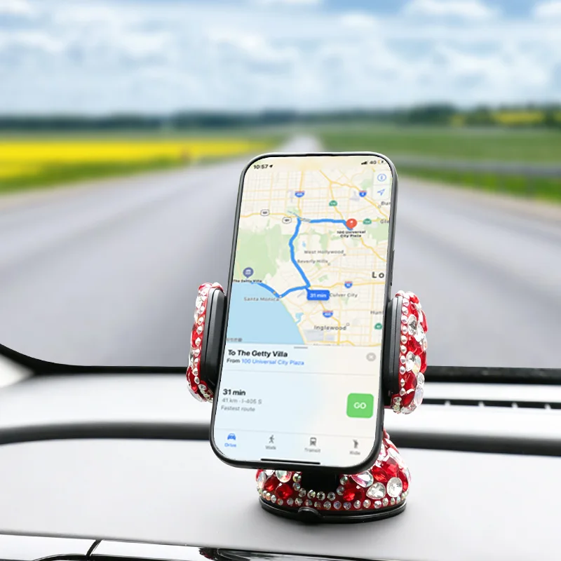 Diamond Bling Car Cell Phone Holder Girl Rhinestone Crystal Mount Universal Fit Mobile Holder Car Interior Accessories for Women