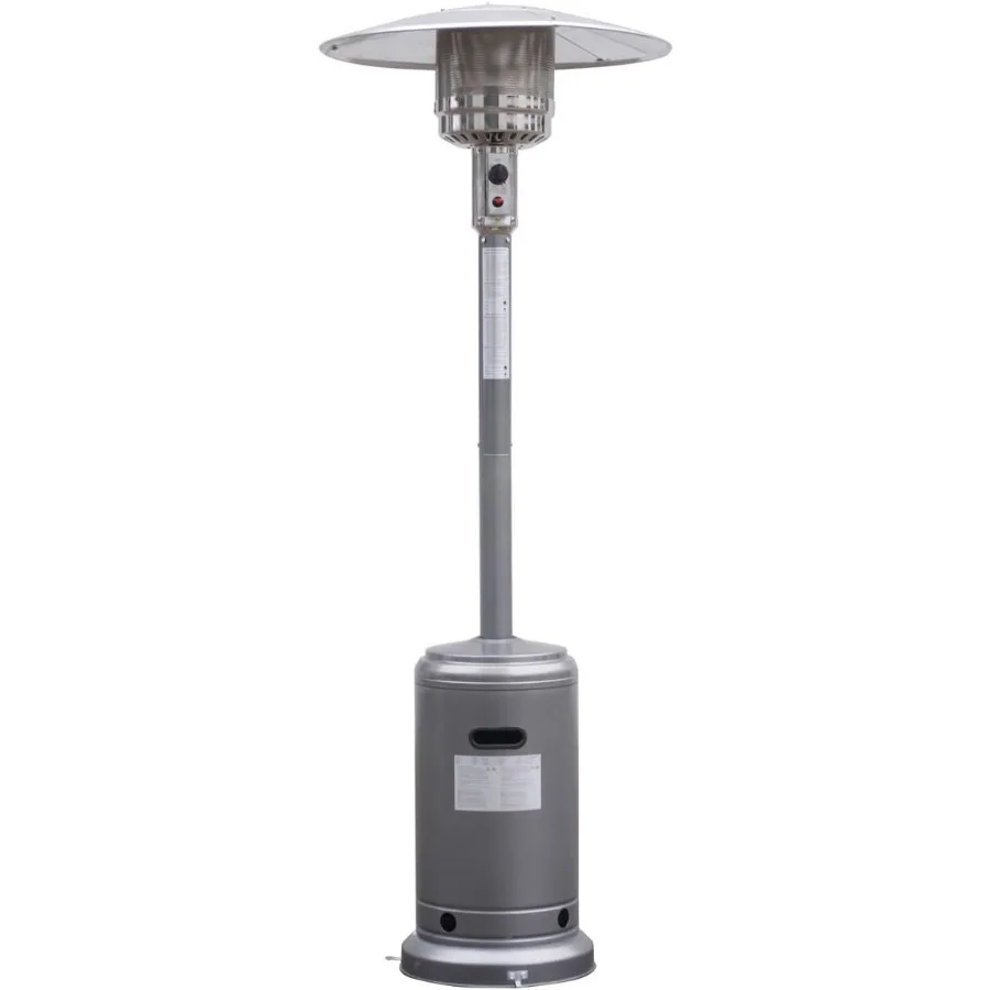 

50 000 BTU Steel Propane Heater with LP Gas for Commercial Outdoor Use Floor-Standing Design in Silvery Gray with Accessories I