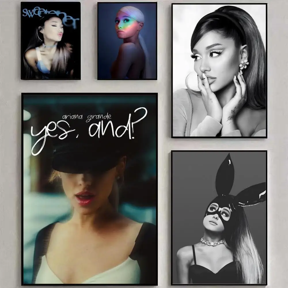 A-Ariana Hot Singer Grande Poster Poster Waterproof HD Wall Art Decal Self-Adhesive Aesthetic Decor For Home Living