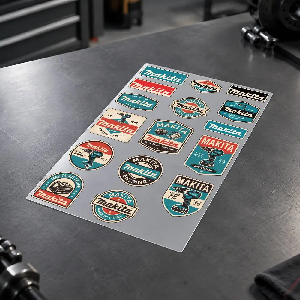 M-MAKITA Custom Motorcycle Sticker Kit Reflective Decal Set For Helmet Tank Fairing Body Graphics