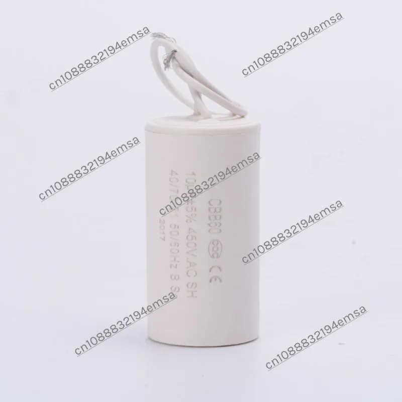 Start capacitor 10uf 8uf cbb60 round plastic case, with wire, pump capacitor accessories 450V