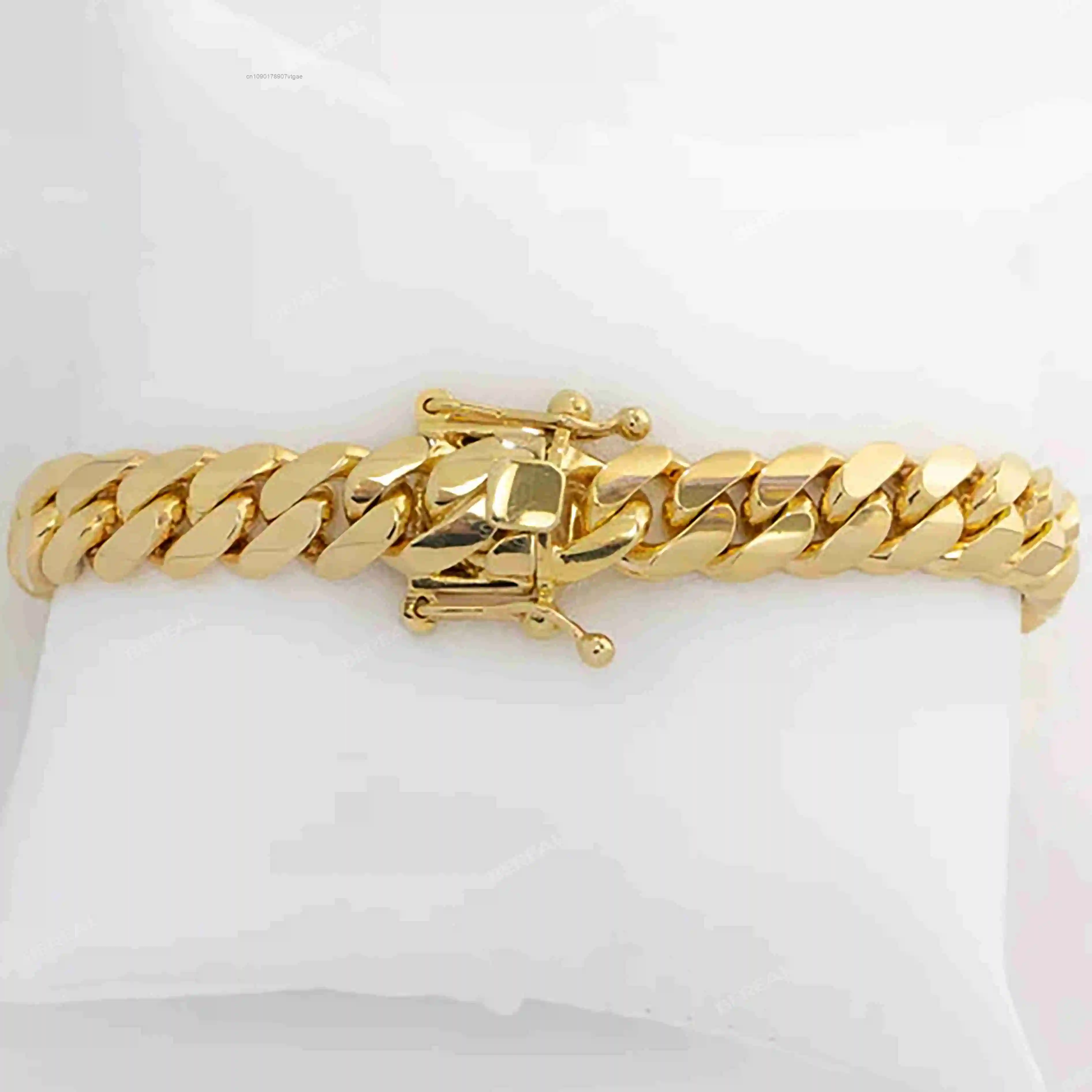 Hip Bold Hop Custom 18K Solid Gold Cuban Chain Bracelet Iced Out Moissanite Diamonds Statement Item.