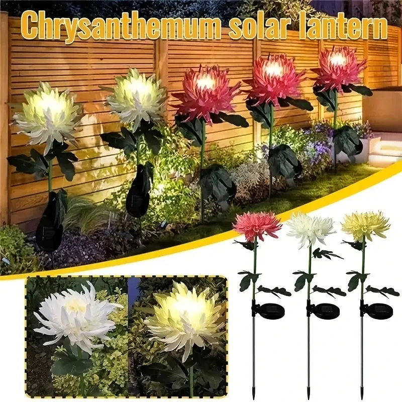 

Chrysanthemum Simulation Flower Solar Lawn Stake Decorative Lamp LED Outdoor Patio Garden Waterproof Decoration Lamp