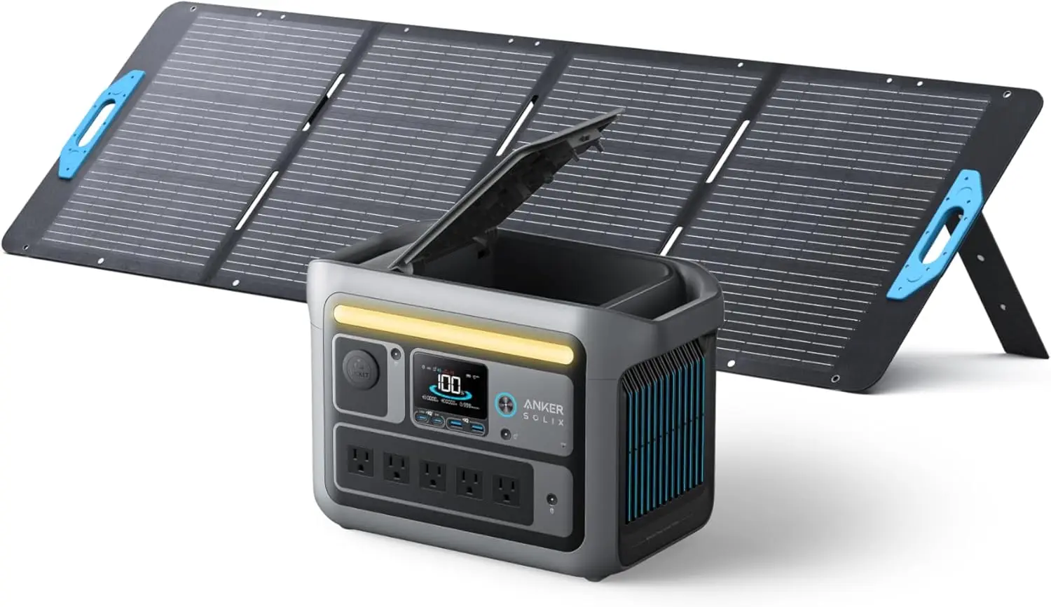 

SOLIX C800 Portable Power Station with 200W Solar Panels 1200W (Peak 1600W) Solar Generator Full Charge in 58 Min