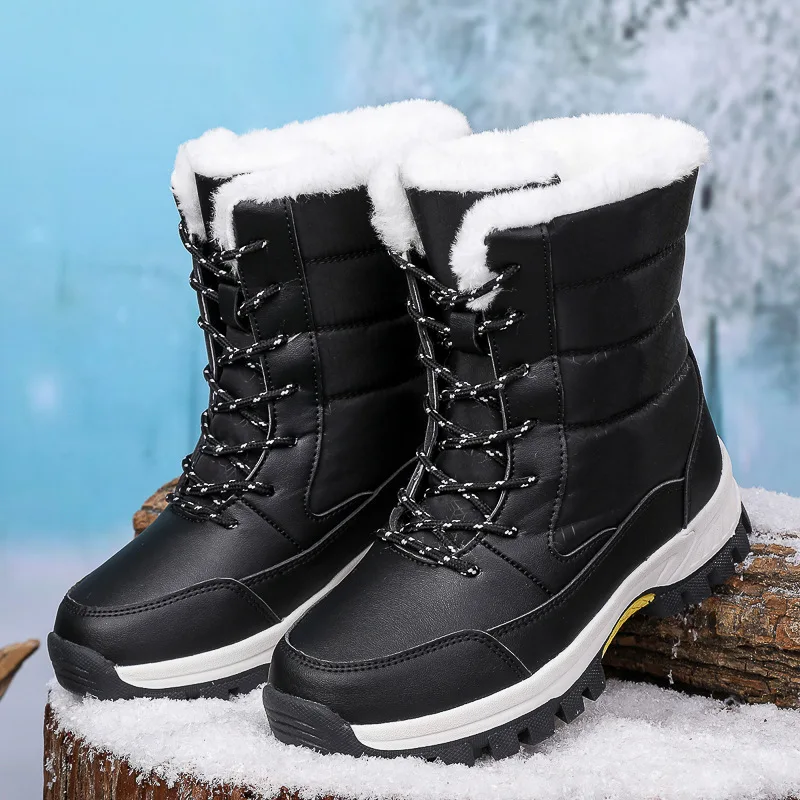 

Winter Fleece Lined Waterproof Thick Warm Snow Boots AntiSlip Thick Sole Cold Weather Protective Footwear