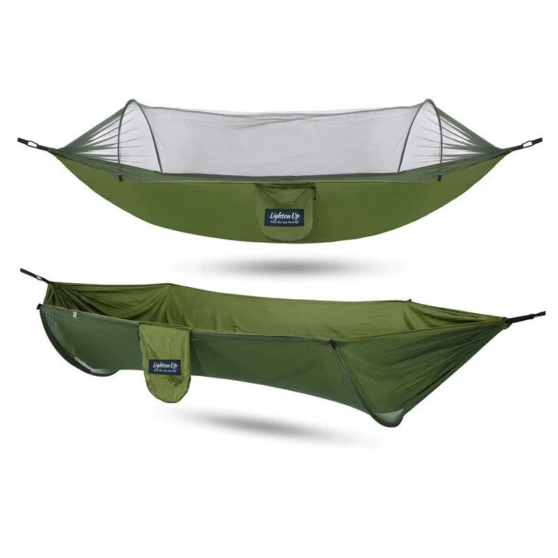 Automatic Quick-opening Mosquito Net Hammock Outdoor Camping Pole Hammock Swing Anti-rollover Nylon Rocking Chair 230x110cm