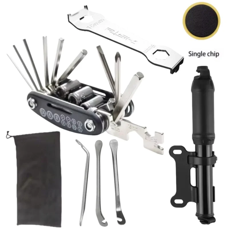 Bike Repair Kit, Bike Tire Repair Tool Kit Contains 15-in-1 Tool, Mini Bicycle Pump, Bicycle Tire Patch Kit, Used for Mountain B