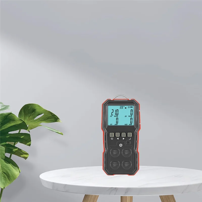 【FAST-SALE】Detektor Kebocoran Gas Mudah Terbakar Monitor Gas Majemuk Digital Layar LCD Isi Ulang Sensor O2 H2S CO Getaran Suara-Cahaya