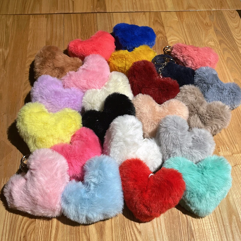 Adorabile peluche a forma di cuore portachiavi cuore cellulare ciondolo palla per capelli auto borsa da donna ciondolo decorazione regalo di san valentino ragazza