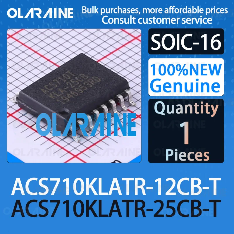 

New Original ACS710KLATR-12CB-T ACS710KLATR-25CB-T SOIC-16 A current sensor is mounted on the board Current rating 11 mA IC chip