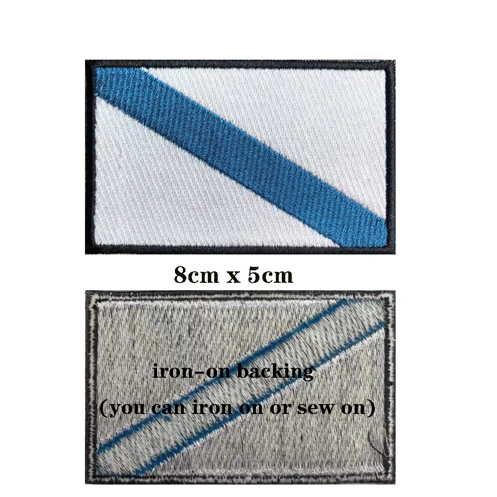 1PC Galician Flag Galicia Armband Embroidered Patch Hook & Loop Or Iron On Embroidery  Badge Cloth Military Moral Stripe