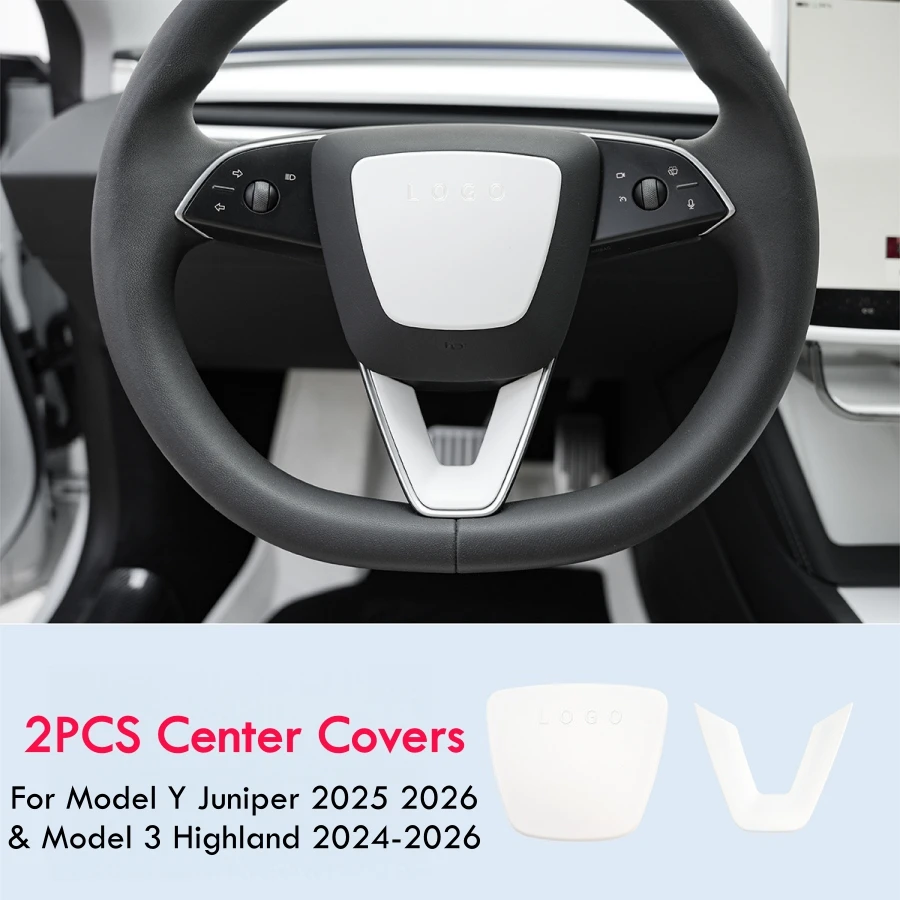 Für Tesla Model Y Juniper 2025 2026 Lenkradabdeckung Model 3 Highland Mattweißes Lenkrad-Zierleisten-Set Schutz-Zubehör – Detail 11