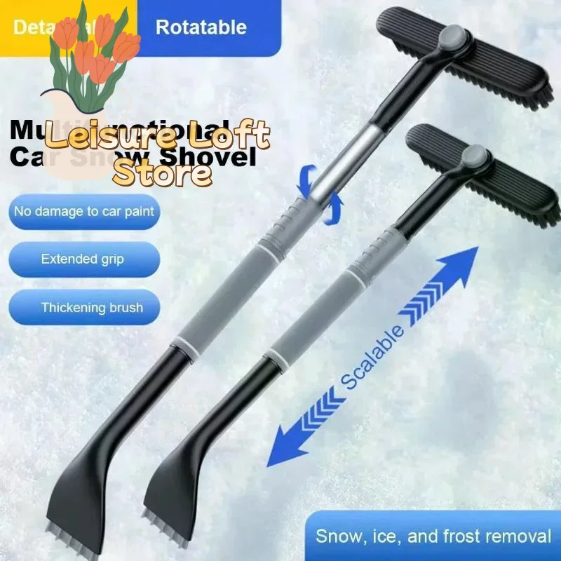 2-in-1 Extendable Snow Brush & Ice Scraper - Detachable Telescopic Design for Windshield Winter Care
