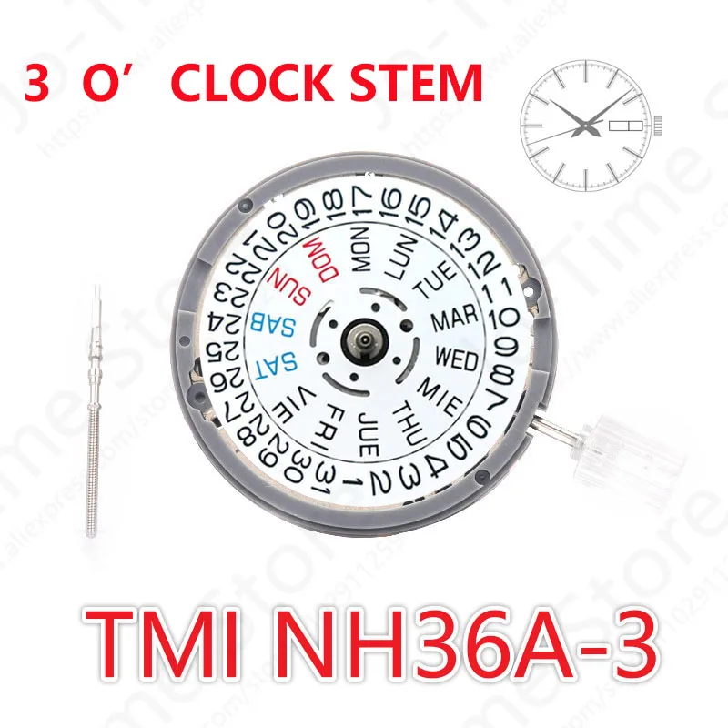 Modified Watch Parts Crown at 3.0/3.8 O'Clock 24 Jewels NH36 4R36A High-Quality Watch Repair Component
