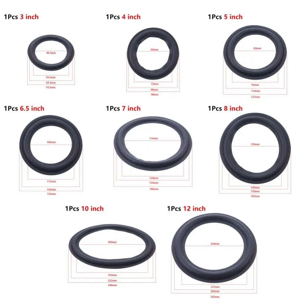 1Pcs Rubber Speaker Edge Repair Ring 3/4/5/6.5/7/8/10/12 Inch Suspensions Surround Subwoofer Repair Foam Folding view 6