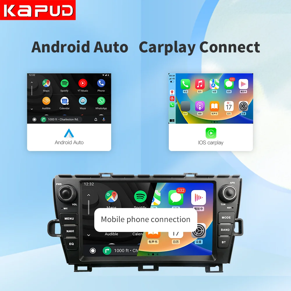 Kapud 9″ Android 12 Car Radio Stereo Multimedia Audio For Toyota Prius 2009-2013 XW30 SWC Carplay AUTO Navi GPS DSP 4G Carplay N