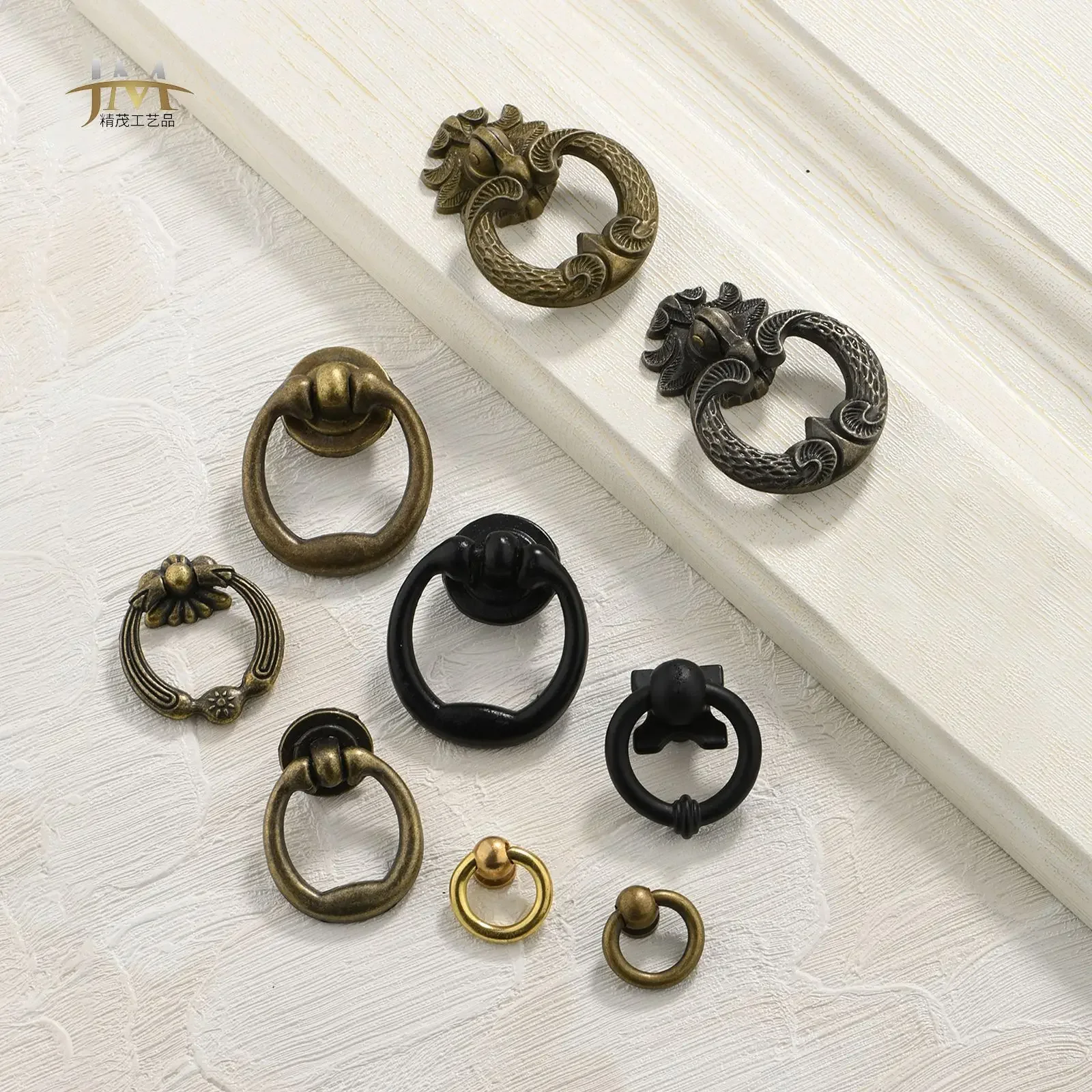 Foreign trade antique bronze handle European wardrobe door drawer handle cabinet door handle zinc alloy