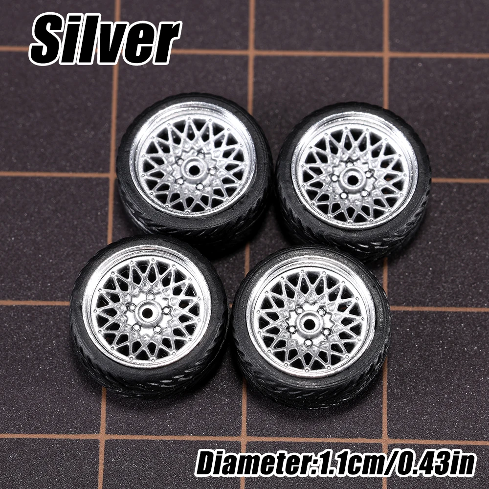1/64 Modellauto-Räder 4er-Set - 11mm Durchmesser ABS-Gummireifen mit Bremsscheibe - Upgrade-Teile für Tomica Diecast-Fahrzeuge – Detail 5