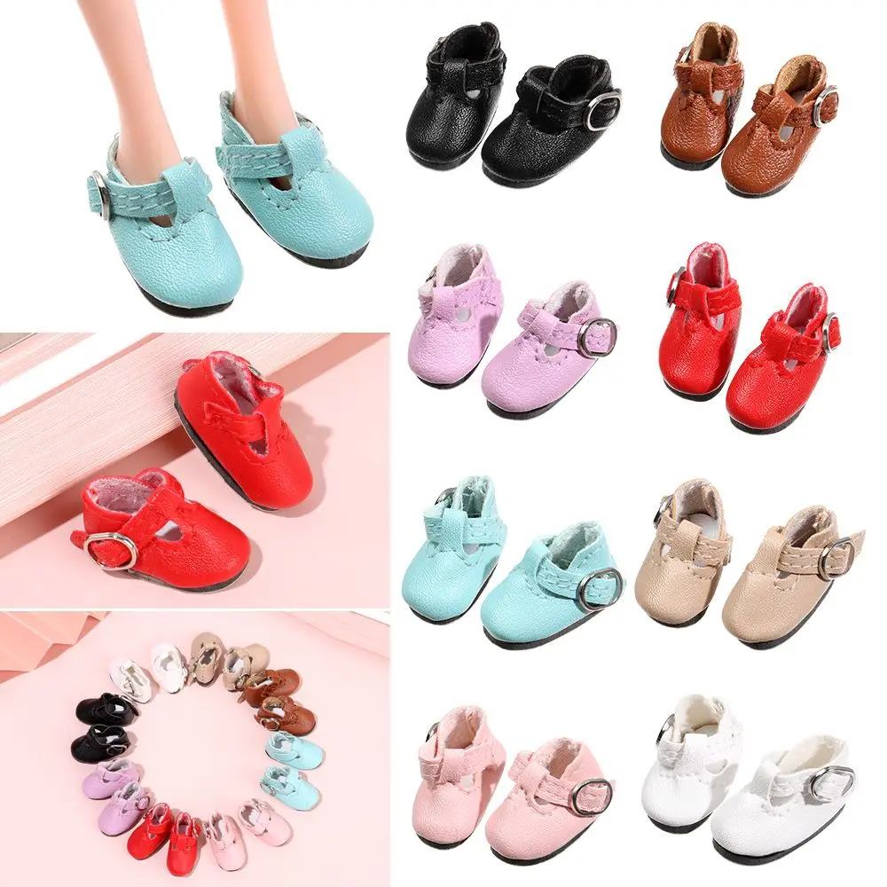 1Pair Fashion Multicolor Doll Shoes PU Leather Change Clothes Game Fit 1/6 Scale Dolls Accessories Play House Gift 2.8*1.2cm